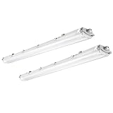 BRILLIHOOD 4Ft LED Vapor Tight Light Fixtures, 48W, 4200LM, 6500K Bright White, Clear Cover, IP65 Waterproof Vapor Proof Lights for Car Wash, Garage, Walk in Freezer, Indoor Outdoor Lighting, 2-Pack