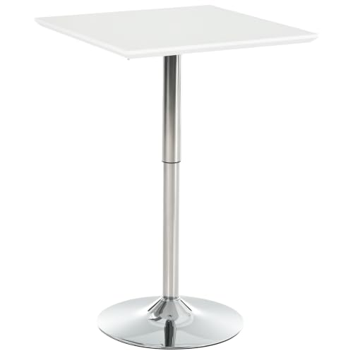 Bistrotisch höhenverstellbar weiß 60 x 60 x 71-92 cm (BxTxH) Bartisch Beistelltisch quadratischer Stehtisch