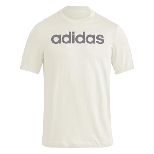 adidas Hombre Essentials Single Jersey Linear Embroidered Logo tee, Alumina, M