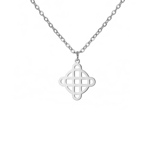Caiduoduo Collar Colgante de Nudo Salomón Celta Mujer Acero Inoxidable Geometría Sagrada Charm Gargantilla Amuleto Vintage Joyería Regalo
