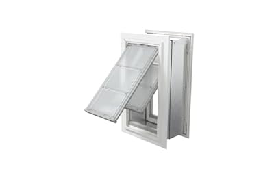 Endura Flap Pet Door for Walls Double Flap | Extra Insulated & Cold Weather Dog Door | Aluminum Frame, Telescoping Tunnel, & Locking Cover | Small, Medium, Large, Extra Large | White, Tan, Black