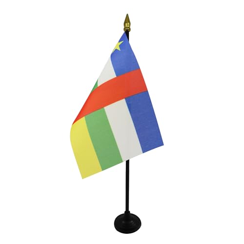AZ FLAG - Mini Drapeau Centrafrique De Table - 15x10 cm - Drapeau Centrafricain De Bureau 100% Polyester Avec Hampe Pointe Dorée 25cm