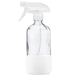 Just Like Joan Glass Spray Bottles with Silicone Sleeve - Clear Glass Spray Bottles for Cleaning...
