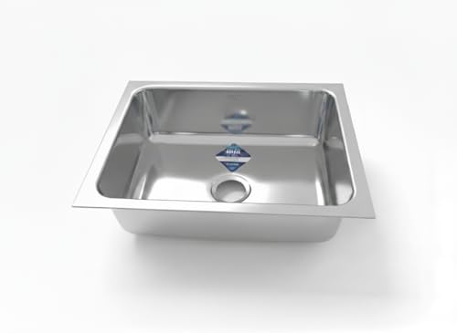 Image of NIRALI Kitchen Sink 21x18 Inch 304 Heavy Duty Stainless Steel | Single bowl Sink Round Coupling | Rust & Stain Resistant | Glossy Finish | Minimizes Sound Orbis Kitchen SInk (Glossy, 21 inch x 18 inch x 8 inch)
