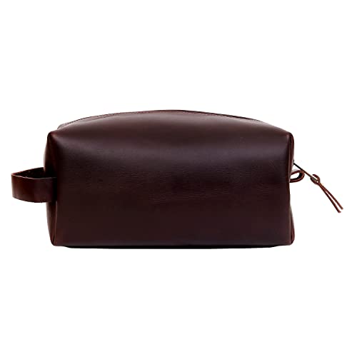 cuero Leather Buffalo DoppKit Toiletry Travel Unisex Toiletry Cosmetic Pouch Shaving Kit Men Women (BROWN)2