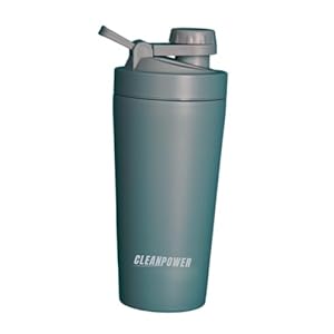 Clean Power Stainless Steel Shaker Bottle | Perfect for Protein Shakes, Pre-Workout, Smoothies, Coffee, etc. | Odor-Resistant | BPA Free Lid (Sage Green)