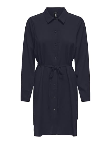 Robe chemise longue ONLY femmes Onlnova Life Elite manches longues bleu nuit S