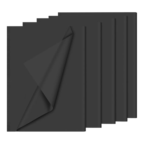 Großes schwarzes Seidenpapier, 60 Blatt, 27,5 x 20 Zoll. Wiederverwendbares Seidenpapier für Kunst, Basteln, Weihnachten, Geburtstage, Geschenkverpackungen und Partydekorationen