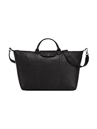 Longchamp 'Large Cuir Leather Top Handle Tote Shoulder Travel Bag, Black #TOP20