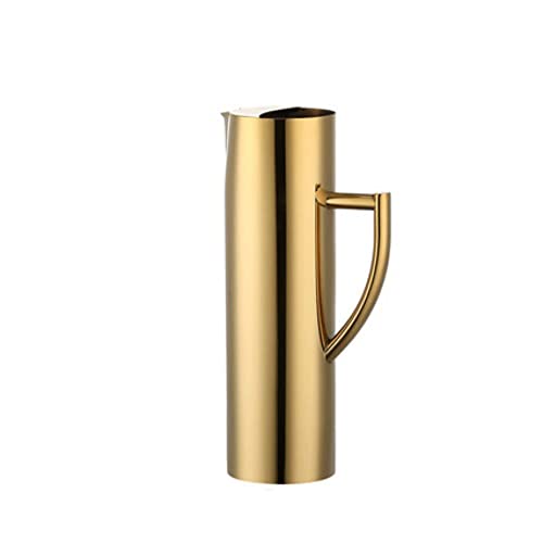 Stainless Steel Metal Drink Pitcher 60OZ Flat Mouth Water Carafe for Restaurant Mirror Polishing Large Stainless Water Pitcher Golden Color by MUGLIO