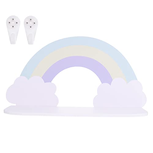 Amosfun 1 Pc Plataforma De Nubes Estante Redondo Estantes De Montaje En Pared Pegatinas De Pared Removibles Estantería De Esquina Flotante Plantas Colgantes Artificiales Adornos De Madera