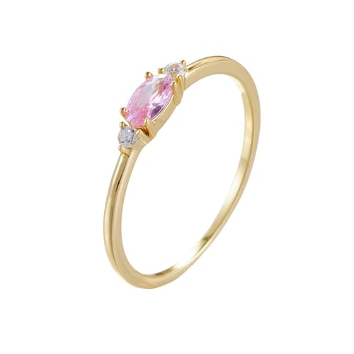 Mesnt Alianzas de boda para mujer, anillo de compromiso de tres piedras con zafiro rosa creado en laboratorio, Metal, Zafiro rosa creado en laboratorio. Moissanita