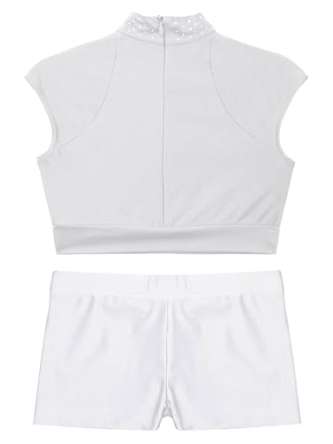 Kids Girls Two-piece Gymnastics Ballet Dance Outfits Crop Top Matching Shorts Tracksuit Set 6-16 Years4