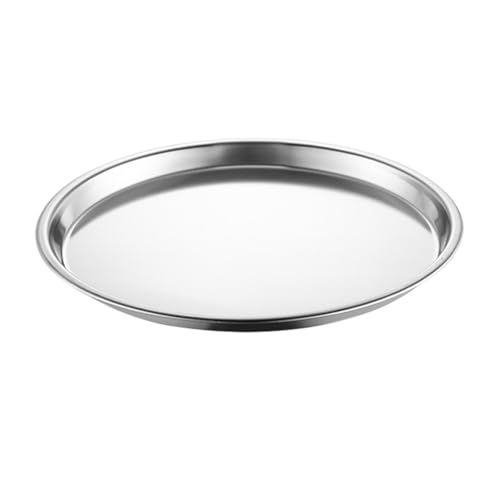 Luxshiny Stainless Steel Cold Dish Plate 7 Inch Round Food Serving Tray for Household Kitchen Barbecue Snack Dinner Storage