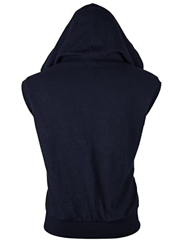 Image of Ohoo Mens Slim Fit Sleeveless Lightweight Zip Up Hooded Sweatshirt Vest Hoodie