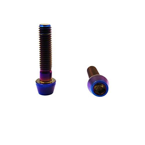 Rison-Titanium GR5-30 Rison Titanium Bolts Ti Bolt M5*0.8 * 35 Hex Tapered Socket Head 5Pcs Burnt Blue Titanium Hex Tapered Head Bolt Screw thumb #1