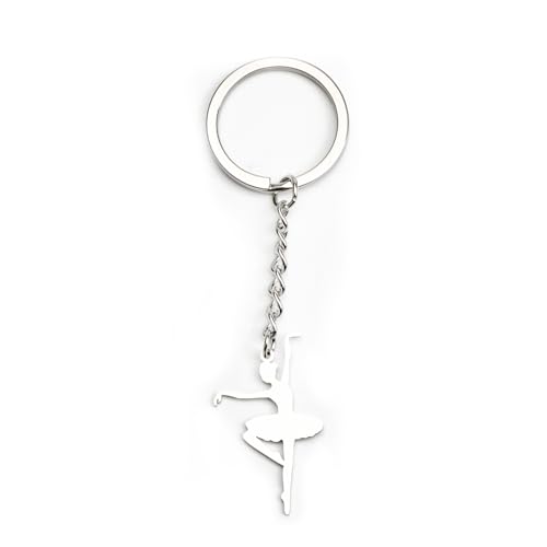 Edler Schlüsselanhänger mit Ballett-Engel-Anhänger, Geschenk für Mama, Beste Freundin, Ballett Keyring Metall Silber