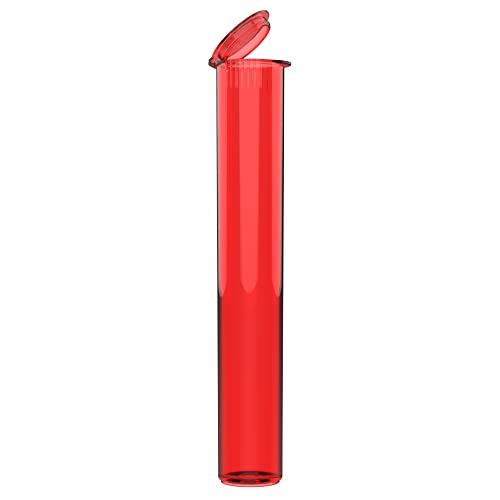 Image of 116mm CR Plastic Packaging Pop Top Tubes - Child Resistant Travel Holder Vial Containers - 500 Qty (Translucent Red)