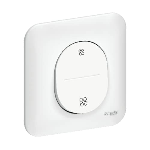 Schneider Electric - Ovalis - Bouton poussoir pour VMC - 2 vitesses avec plaque Blanc - S260236