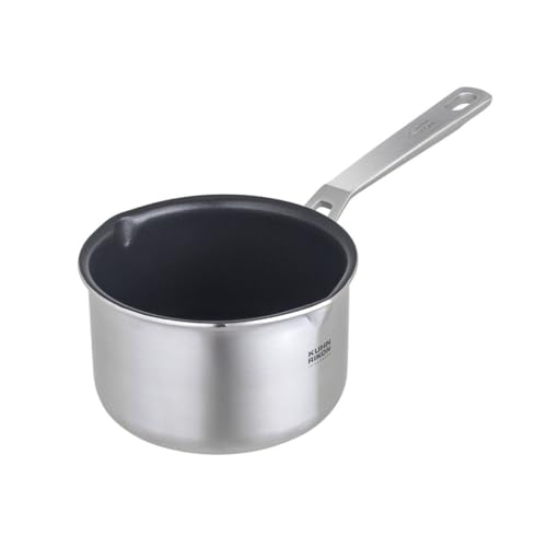 Kuhn Rikon Milk Pan/Sauce Pan 1.4L/14cm 5-Ply Nonstick Stainless Steel & Aluminium Pan, Oven & Dishwasher Safe Multi-Ply Pan with Two Pouring Spouts, Milk Pot for Induction Hobs - Culinary Fiveply