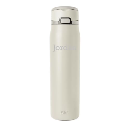 Image of Simple Modern Personalized Water Bottle with Straw | 30oz | Beige | Mesa Loop Insulated Water Bottle with Handle for School, Sports, Travel | Leak Proof, Stainless Steel | Custom, Cashew