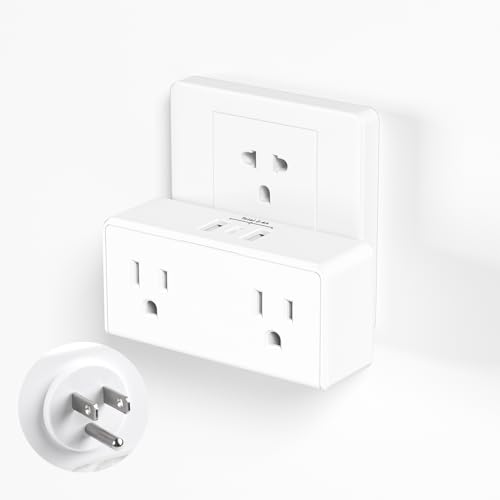 BN-LINK Multi Plug Outlet, Outlet Extender with 2 USB-A 1 USB-C 2 AC Oulets, 3 Prong Outlet Splitter for Dorm, School, Office, Home, Cruises Essentials for Ship and Travel, ETL Listed