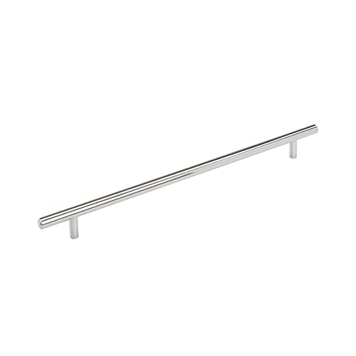 Image of Amerock | Cabinet Pull | Polished Chrome | 12-5 /8 inch (320 mm) Center to Center | Bar Pulls | 1 Pack | Drawer Pull | Drawer Handle | Cabinet Hardware | 12-5 /8 inch (320mm) Center-to-Center Mounting Distance and 15-3 /4 inch Overall Length, Durable Carbon Steel Cabinet Hardware