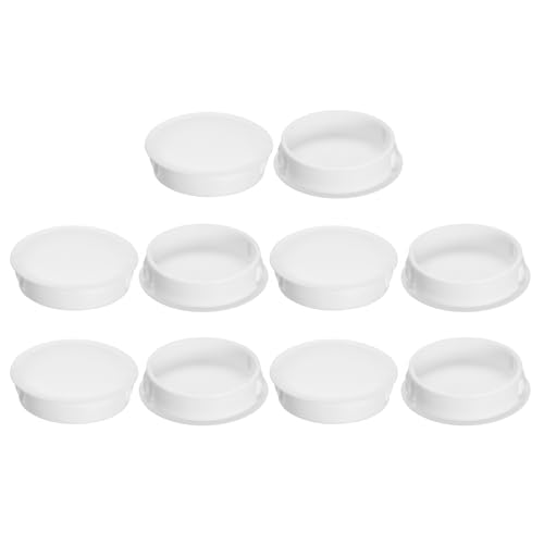 Image of uxcell 41mm /1.61 inch Plastic Hole Plugs, 10Pcs Flush Type Panel Round Snap in Fastener Knockout Locking Plugs for Furniture Insert End Caps Panels, White