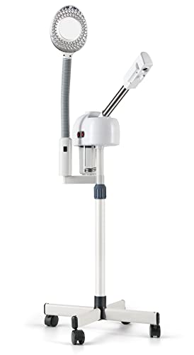Facial Steamer on Wheels 2in1 Ozone Therapy Face Steam Machine 5X Led The Magnifying Lamp for Professional Spa Skin Care