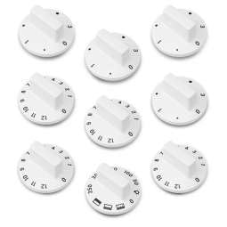 Europart NEU Universal Knebelset 9-teilig Drehknopf Knebel weiß für Backofen Herd Ofen