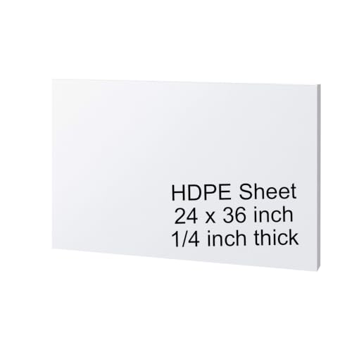 Image of HDPE Sheet 1 /4-24 inch x 36 inch High Density Polyethylene Sheets with Protective Film 1 /4 Thick HDPE Plastic Sheet Board Solid Plastic Block for Flat Panel DIY Projects Machining Home (White)