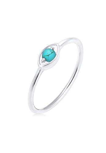 Elli Ring damring onda ögat Talisman symbol howlit trend i 925 sterlingsilver, 58 EU, Silver, Turkos