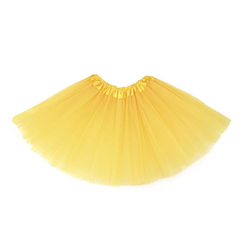 Fepdiu Girls Tutu Skirt 3 Layers Tulle Toddler Ballet Skirts Girls Tulle Tutu Dance Fit Most 3-10 yrs for Dance Party Costume (Yellow)