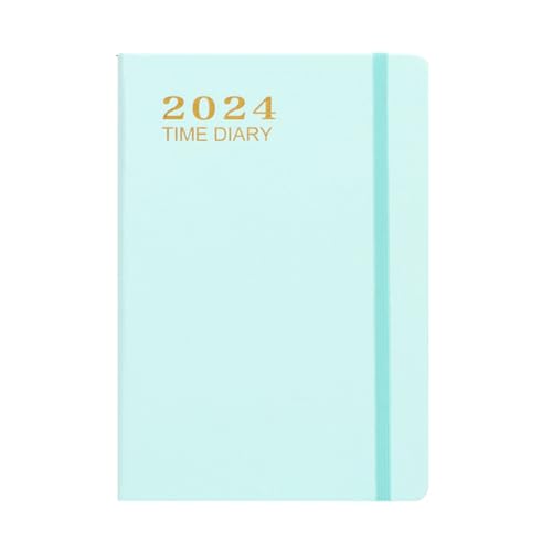 OSJYEGW 2024 ポケット プランナー カレンダー 2024 、ウィークリー マンスリー プランナー ポケット付き、伸縮性のある留め具、メモ ページ、マンスリー タブ 丈夫で使いやすい 約。 21.3 X 14.8cm ブルー