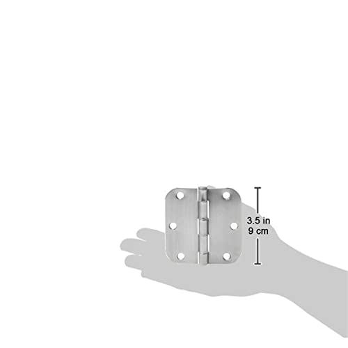 Amazon Basics Rounded 3.5 Inch X 3.5 Inch Door Hinges, 18 Pack, Satin Nickel #TOP5
