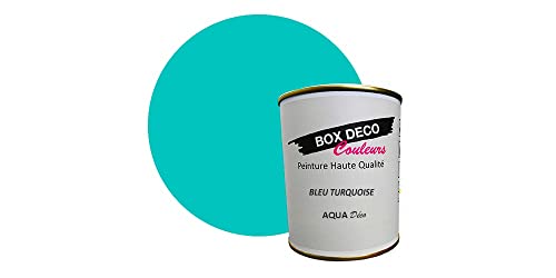 BOX DECO COULEURS Peinture murale acrylique aspect mat Aqua Déco - 750 ml, Bleu Turquoise