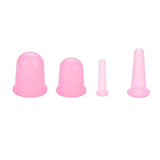 Copas de vacío de silicona, ANGGREK 4pcs / set Ayudante de masaje corporal de vacío de silicona Copas de masajeador anticelulítico Ventosas(rosado)