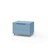 AQA DESIGN accessori casa cassettiera, frontale in MDF, finitura azzurro tiffany, nr1 cassetto con scorrimento e chiusura soft close, maniglia a - Azzurro - 60x45x42 cm