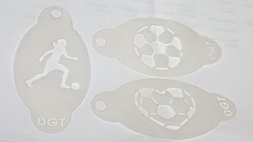 3 plantillas de pintura facial con temática de fútbol para mujer y mujer, reutilizables, muchas veces, deporte, fútbol, Inglaterra