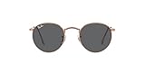 Ray-Ban Women's Rb3447 Round Metal Sunglasses, Rose Gold/Dark Grey, 53 mm