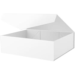 PACKHOME 17x14.5x5.5 Inches, Extra Large Gift Box with Lid, Magnetic Closure Box for Clothes and Large Gifts (Matte White with Grain Texture)