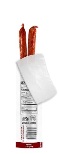 Wenzel’s Farm Beef Sticks │Supports Active Lifestyles │ Flavorful, Naturally Smoked │ High Protein, Low Carb │ No MSG, Fillers, Binders, Artificial Colors │ Gluten Free | 32 sticks (16 packs of 2)