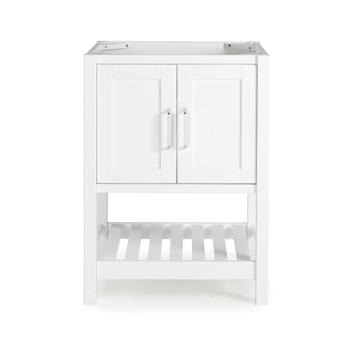 Image of Alaterre Furniture Bennet Bathroom Vanity Without Sink - 24 inch Small Freestanding Wood Vanity Cabinet with Soft-Close Shaker Doors, Single Sink Base (White)
