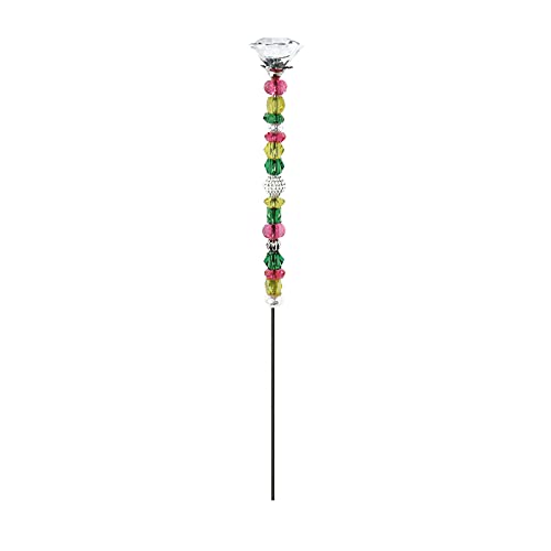 VIVIANYO HD Beaded Garden Stakes Colorful Crystal Stopper Top Fairy Stakes Ornament 12.5inch Decorative Antique Silver Bail Bead Insert Wands Sticks Yard Patio Plant Pot Flower Bed Art Craft (Clear)