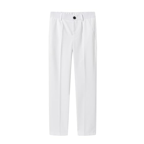 Image of Boys Dress Pants Solid Adjustable Waist Straight Slim Fit Flat Front Uniform Pants 5T-16Y