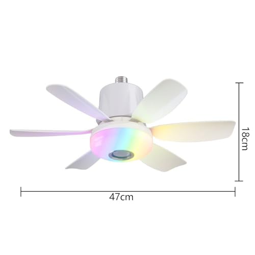 Ventilador de techo con luz RGB regulable y altavoz Bluetooth E27 negro para dormitorio 2