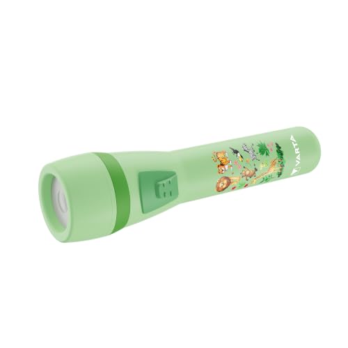 VARTA Torcia per bambini incl. 2x AA batterie, piccola torcia elettrica per bambini, design giungla con animali, torcia elettrica, verde