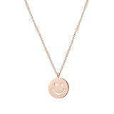 Happiness Boutique Collier pendentif femme Smiley Face Happy Face Emoji pendentif bijoux en acier inoxydable en couleur or rose