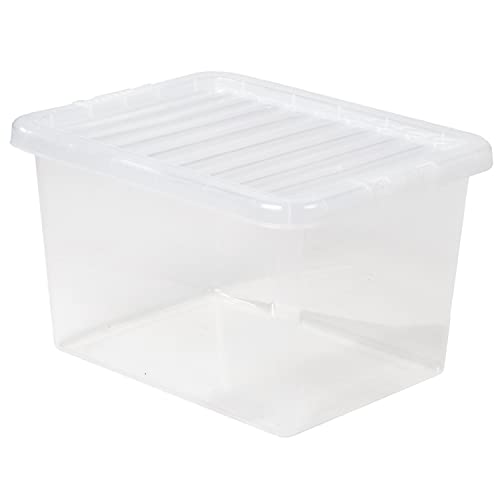 #11 Lot de 3 boîtes de rangement 20 l – Boîte de rangement avec couvercle – 39 x 29 x 25 cm – Transparentes – Empilables – Format DIN A4 – En...