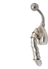 14g Curved Barbell Moving penis Belly Button Navel Rings, Sold Individually